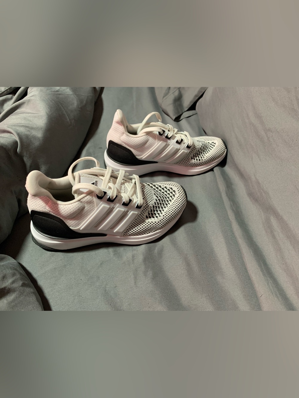 adidas Women's White and Black Knit Running Sneakers